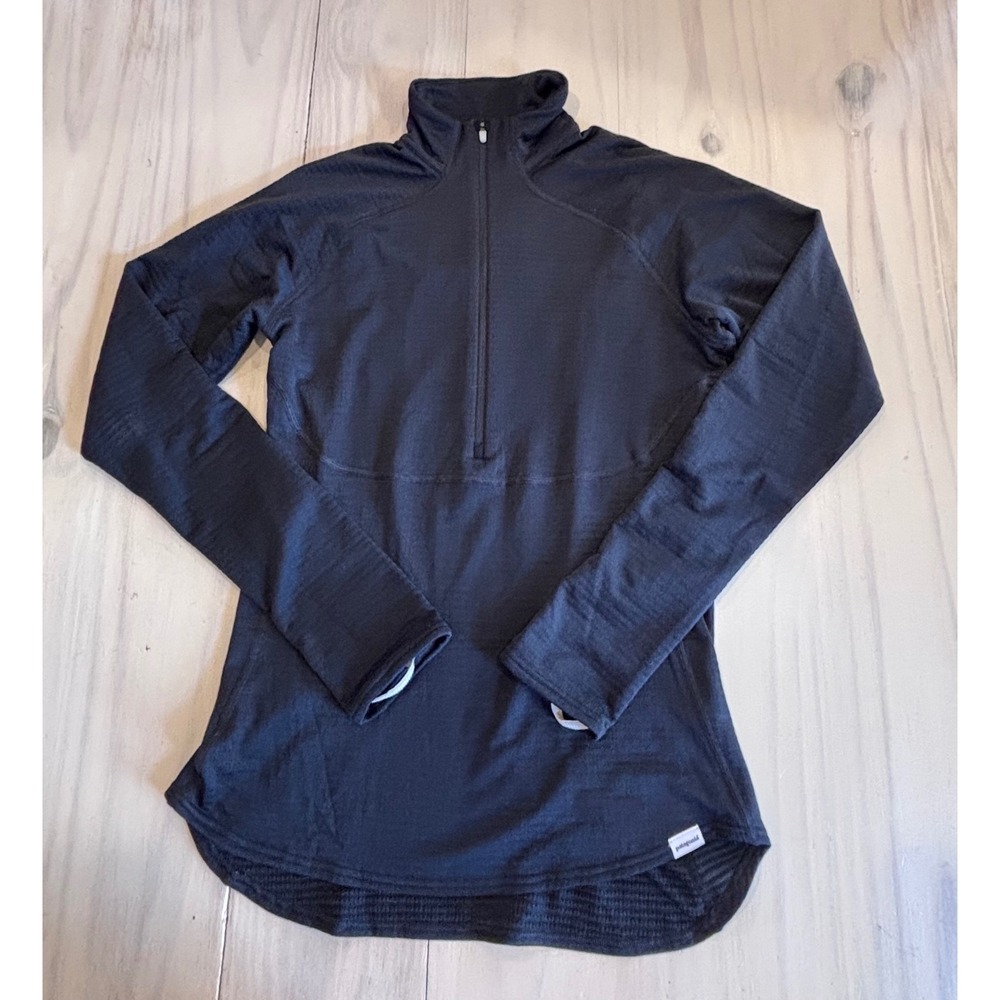 Patagonia Capilene Thermal Weight 1/4 Zip Black Womens Medium Base Layer Top